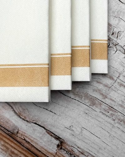 Evőeszköztartós textilhatású szalvéta 1/8 hajtású 40 lap/csomag - Marais arany