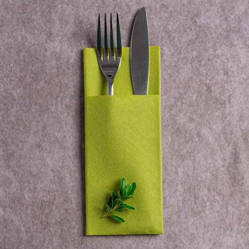 Evőeszköztartós textilhatású szalvéta 1/8 hajtású 40 lap/csomag - pisztácia