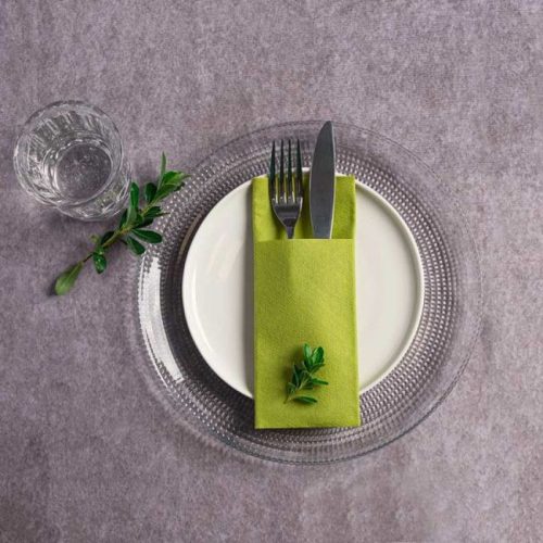 Evőeszköztartós textilhatású szalvéta 1/8 hajtású 40 lap/csomag - pisztácia