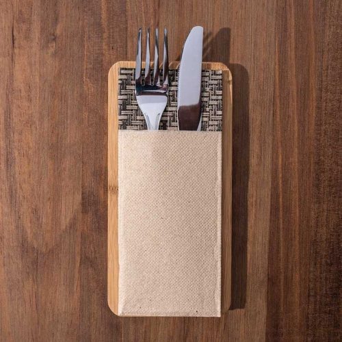 Evőeszköztartós textúrált szalvéta 40x32 cm 1/8 hajtású 40 lap/csomag - Újrahasznosított vesszőfonat mintával