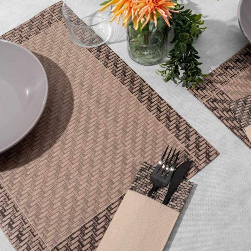 Evőeszköztartós textúrált szalvéta 40x32 cm 1/8 hajtású 40 lap/csomag - Újrahasznosított vesszőfonat mintával