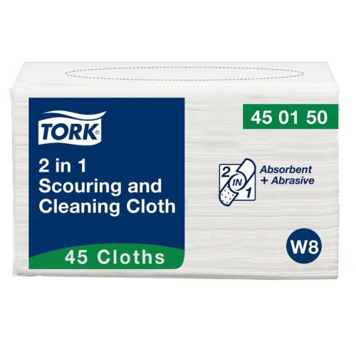 Tork 2 in 1 súroló- és tisztítókendő 45 db/csomag - W8