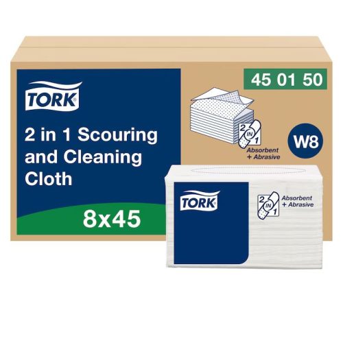Tork 2 in 1 súroló- és tisztítókendő 45 db/csomag - W8