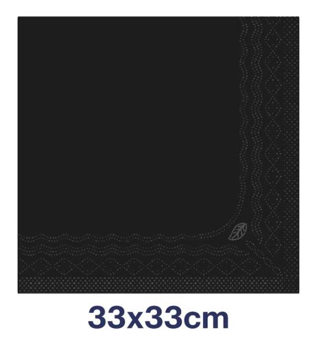 Papírszalvéta 2 réteg 33x33 cm 1/4 hajtás 200 lap/csomag - fekete
