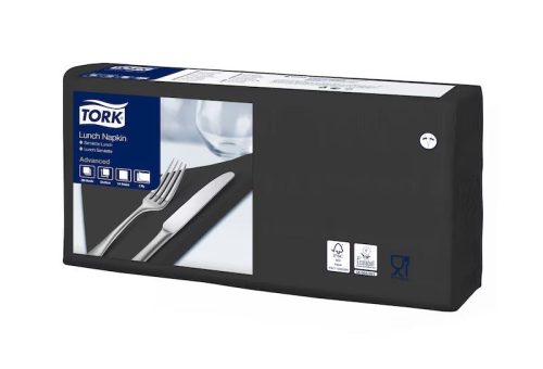 Papírszalvéta 2 réteg 33x33 cm 1/4 hajtás 200 lap/csomag - fekete