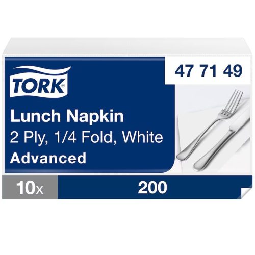 Tork papírszalvéta 2 réteg 33x33 cm 1/4 hajtású 200 lap/csomag - fehér