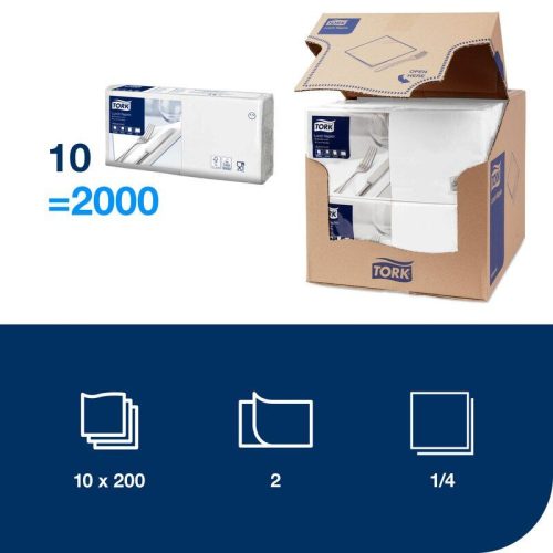 Tork fehér éttermi szalvéta 33x33 cm 1/4 hajtás 200 lapos kiszerelés vendéglátóknak