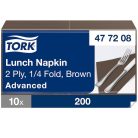 Tork papírszalvéta 2 rétegű 33x33 cm 1/4 hajtású 200 lap/csomag - barna