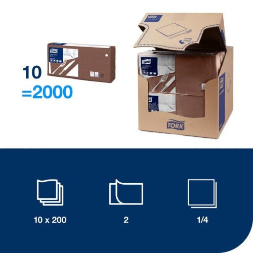 Tork barna éttermi szalvéta 33x33 cm 1/4 hajtás 200 lapos kiszerelés vendéglátóknak