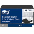 Tork Koktélszalvéta 2 rétegű 24x24 cm fekete, 200 db/csomag