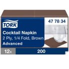 Tork Koktélszalvéta 2 rétegű 24x24 cm barna, 200 db/csomag