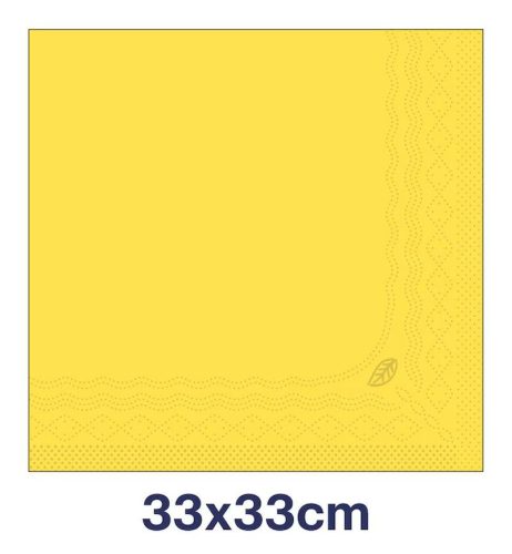 Papírszalvéta 2 réteg 33x33 cm 1/4 hajtás 200 lap/csomag - sárga