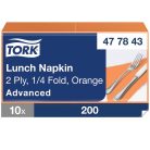 Tork papírszalvéta 2 rétegű 33x33 cm 1/4 hajtású 200 lap/csomag - narancs