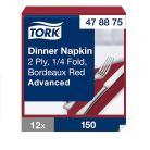 Tork papírszalvéta 40x40 cm 1/4 hajtású 2 réteg 150 lap/csomag - bordó