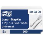 Tork papírszalvéta 1 réteg 33x33 cm 1/4 hajtású 500 lap/csomag - fehér