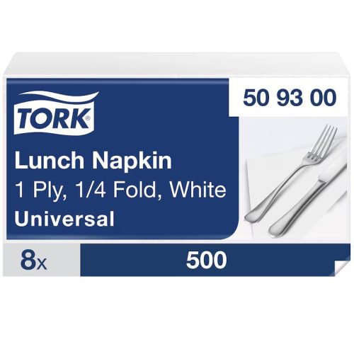 Tork papírszalvéta 1 réteg 33x33 cm 1/4 hajtású 500 lap/csomag - fehér