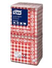 Tork papírszalvéta 1 réteg 33x33 cm 1/4 hajtású 400 lap piros kockás