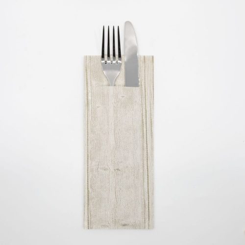 Evőeszköztartós textilhatású szalvéta 1/8 hajtású 75 lap/csomag  - fa mintás