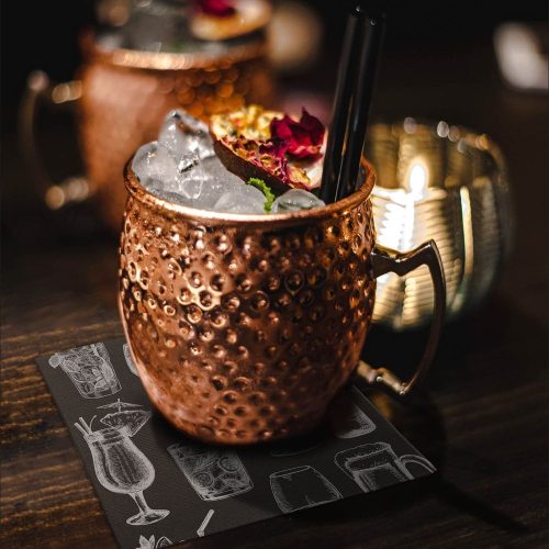 Koktélszalvéta 2 rétegű 20x20 cm 100 lap/csomag Mojito - fekete