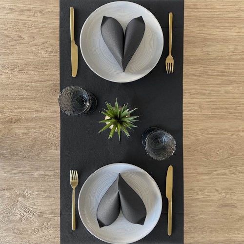 Airlaid prémium asztali futó 40 cm x 24 m (Tête-à-tête) - fekete