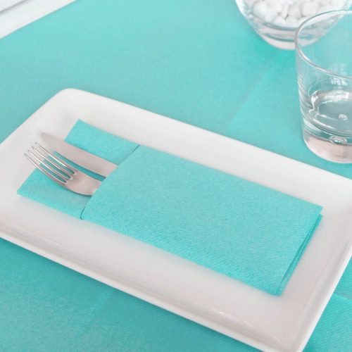 Evőeszköztartós textilhatású szalvéta 1/8 hajtású 50 lap/csomag - aqua