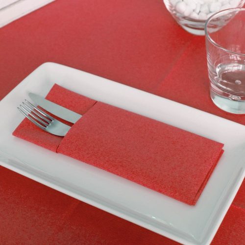 Evőeszköztartós textilhatású szalvéta 1/8 hajtású 50 lap/csomag - piros