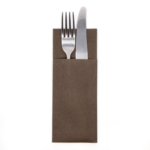 Evőeszköztartós textilhatású szalvéta 1/8 hajtású 50 lap/csomag - barna