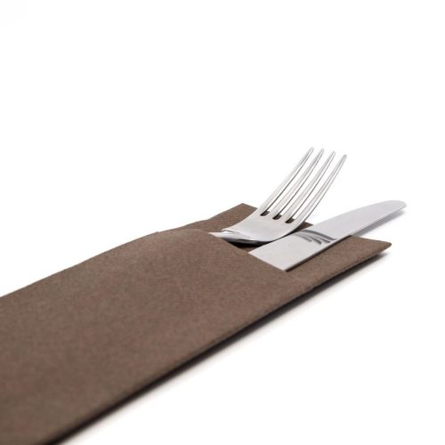 Evőeszköztartós textilhatású szalvéta 1/8 hajtású 50 lap/csomag - barna