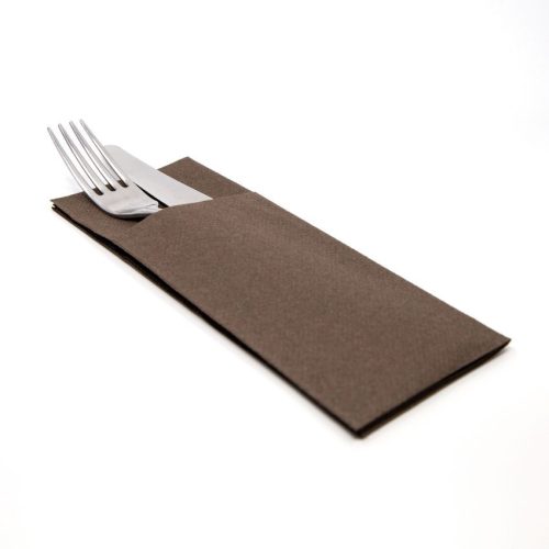 Evőeszköztartós textilhatású szalvéta 1/8 hajtású 50 lap/csomag - barna
