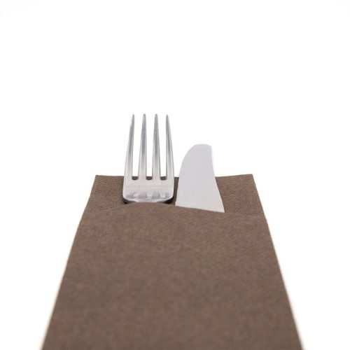 Evőeszköztartós textilhatású szalvéta 1/8 hajtású 50 lap/csomag - barna