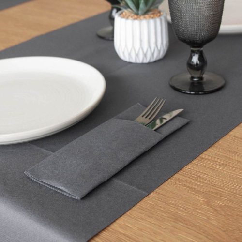 Evőeszköztartós textilhatású szalvéta 1/8 hajtású 50 lap/csomag - palaszürke