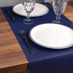   Enyhén víztaszító nemszőtt textil asztali futó 40 cm x 48 m - sötétkék