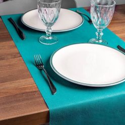   Enyhén víztaszító nemszőtt textil asztali futó 40 cm x 48 m - türkiz