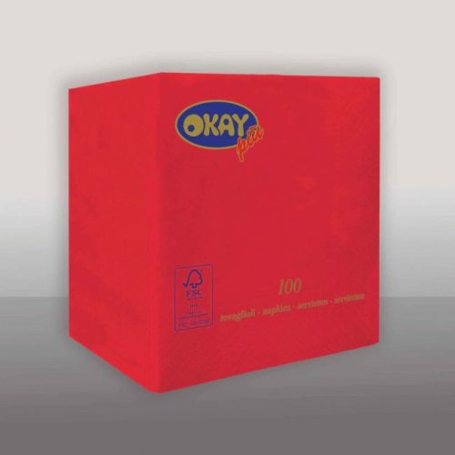 Okay koktélszalvéta 25x25 cm 100 lap/csomag - piros