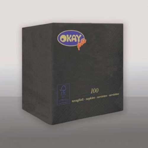 Okay koktélszalvéta 25x25 cm 100 lap/csomag - fekete