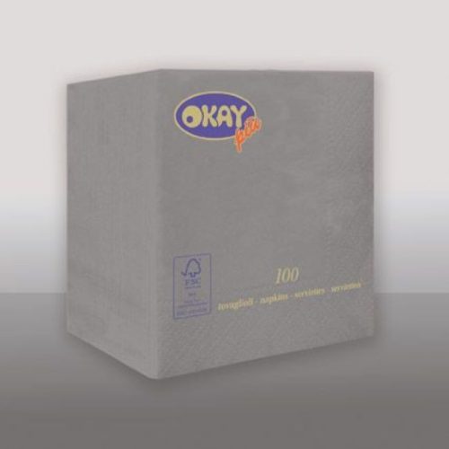 Okay koktélszalvéta 25x25 cm 100 lap/csomag - szürke