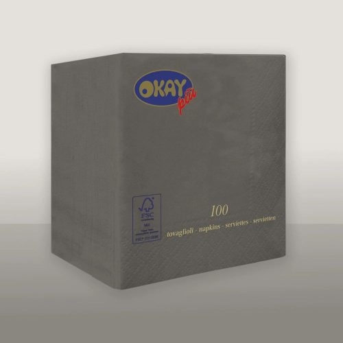 Okay koktélszalvéta 25x25 cm 100 lap/csomag - sötétszürke