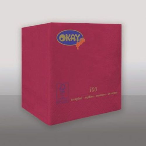 Okay koktélszalvéta 25x25 cm 100 lap/csomag - bordó