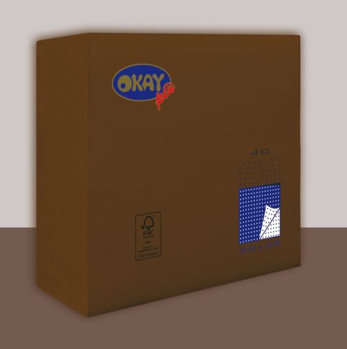 Okay Punta Punta szalvéta 38x38 cm 40 lap/csomag - barna