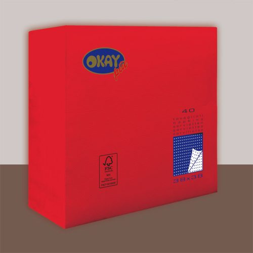 Okay Punta Punta szalvéta 38x38 cm 40 lap/csomag - piros